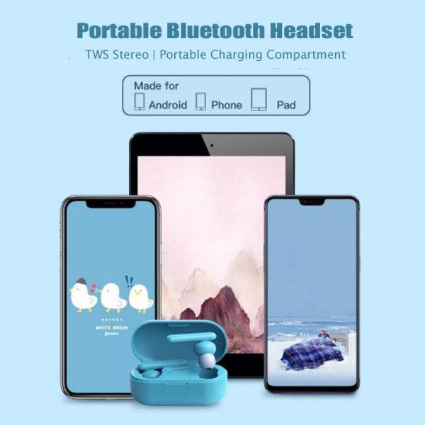 Mini Touch Control Tws Wireless Earphones with Mic & Charger Box - Blue - Image 10