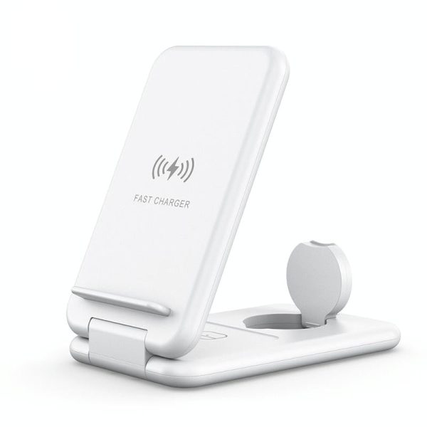 15W 3 In 1 Foldable Wireless Charger For Iphones Iwatchs Airpods - White - Image 7