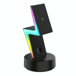 3 In 1 Rgb Light Magnetic Phone Holder With Wireless Charging - Black - Image 1
