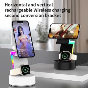 3 In 1 Rgb Light Magnetic Phone Holder With Wireless Charging - Black - Image 4