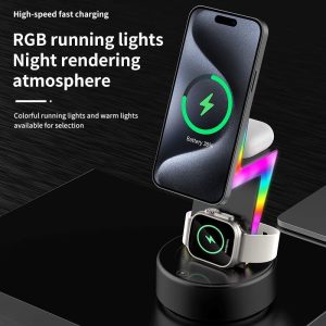 3 In 1 Rgb Light Magnetic Phone Holder With Wireless Charging - Black - Image 6