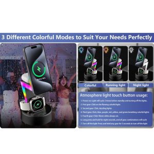 3 In 1 Rgb Light Magnetic Phone Holder With Wireless Charging - Black - Image 7