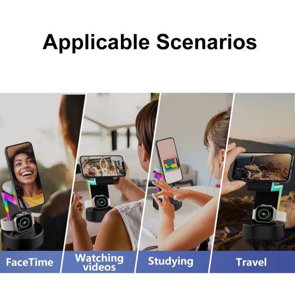 3 In 1 Rgb Light Magnetic Phone Holder With Wireless Charging - Black - Image 9