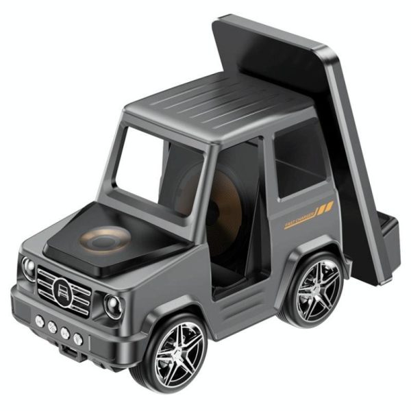6 In 1 Car Shape Speaker With Clock & Wireless Charger - Orange - Image 12