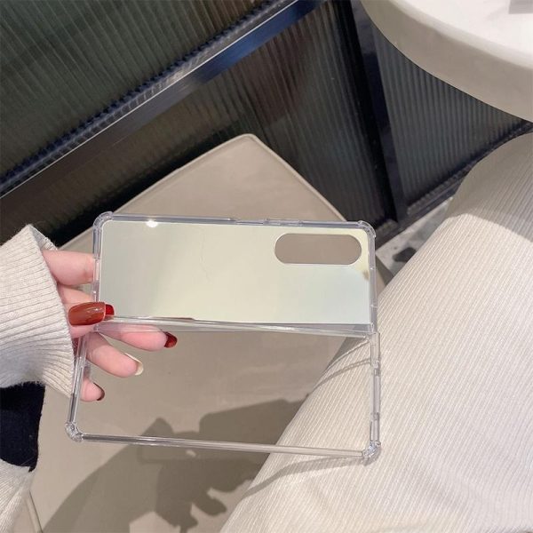 Reflective Noodle Case for Samsung Galaxy z Fold 4 - Reflective Finish - Silver - Image 7