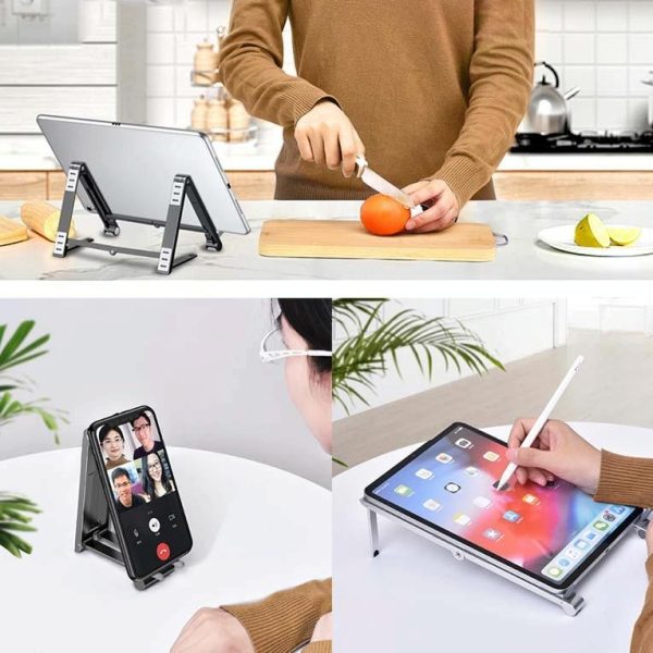 Foldable Metal Laptop Stand for Cooling and Ergonomic - Silver - Image 6