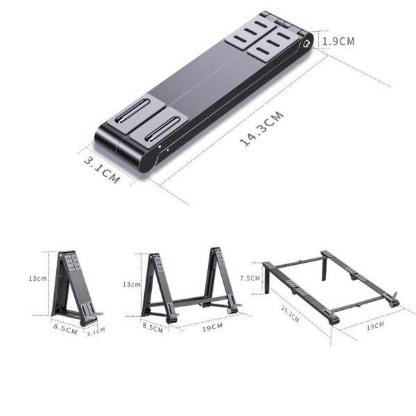 Foldable Metal Laptop Stand for Cooling and Ergonomic - Silver - Image 7