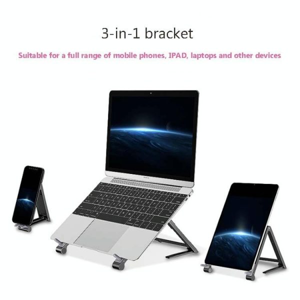 Foldable Metal Laptop Stand for Cooling and Ergonomic - Silver - Image 8
