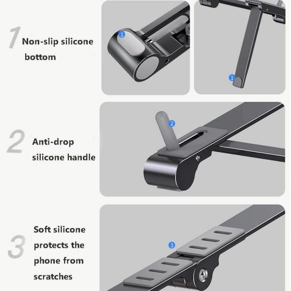 Foldable Metal Laptop Stand for Cooling and Ergonomic - Silver - Image 10