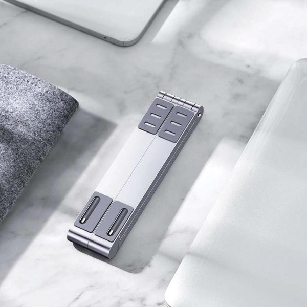 Foldable Metal Laptop Stand for Cooling and Ergonomic - Silver - Image 11