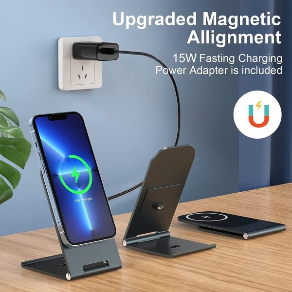 15W Magnetic Wireless Charger For Iphone 12+ - Silver - Image 3