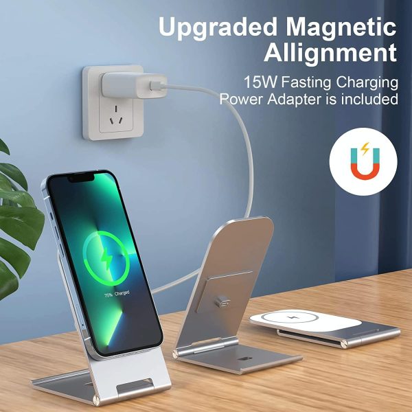 15W Magnetic Wireless Charger For Iphone 12+ - Silver - Image 8