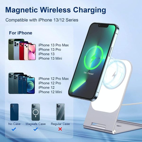 15W Magnetic Wireless Charger For Iphone 12+ - Silver - Image 9