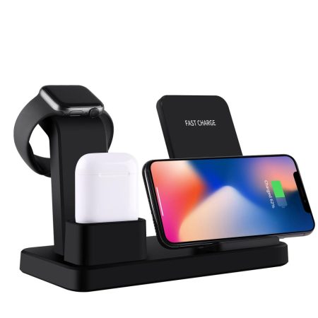 3 In 1 Wireless Charger For Iphone Apple Watch Airpods & Android Black