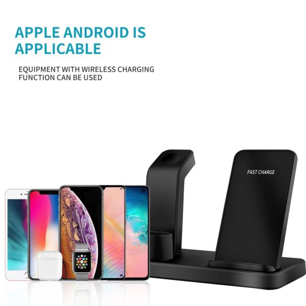 3 In 1 Wireless Charger For Iphone Apple Watch Airpods & Android Black - Image 7