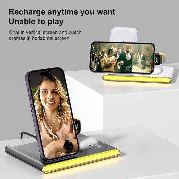 Foldable 15W Magnetic Wireless Charger With Ambient Light - Black - Image 11
