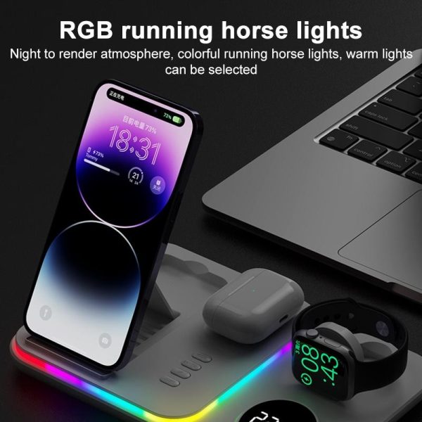 30W Wireless Charger Multifunctional - Black - Image 10