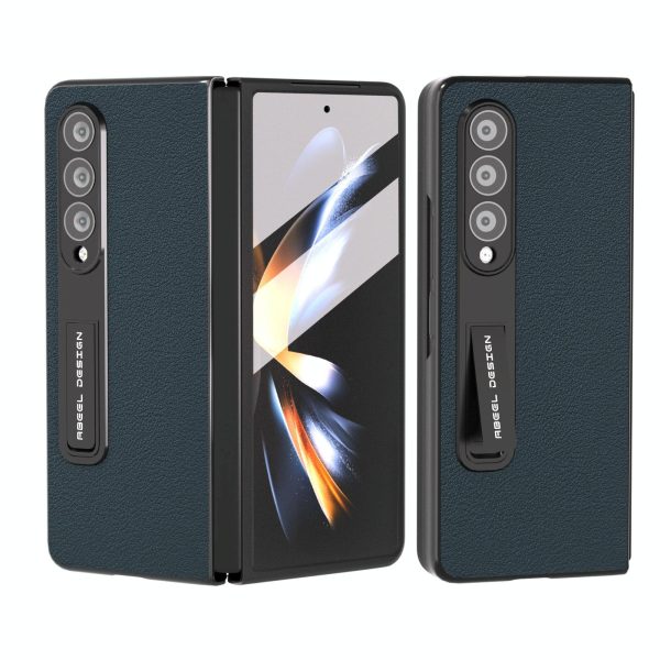 Leather Phone Case with Holder for Samsung Galaxy z Fold 4 / 5g - Wave Design - Green