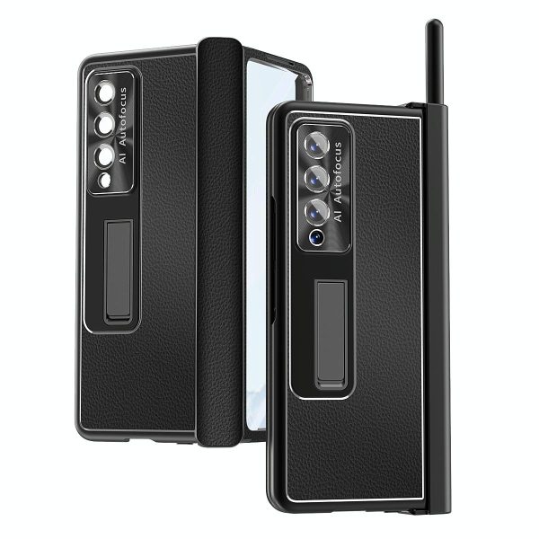 Shockproof Magnetic Litchi Pattern Phone Case for Samsung Galaxy z Fold 4 - Silver - Image 14