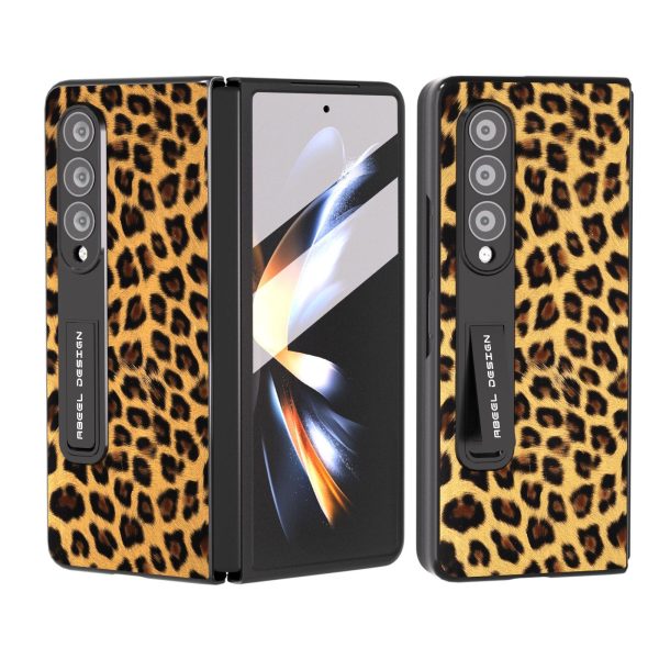 Leopard Print Phone Case with Holder for Samsung Galaxy z Fold 4 / 5g - Red - Image 2