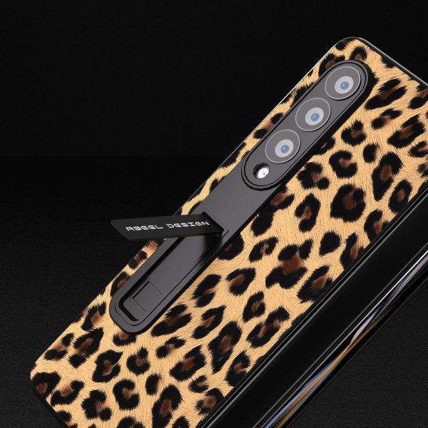 Leopard Print Phone Case with Holder for Samsung Galaxy z Fold 4 / 5g - Red - Image 4