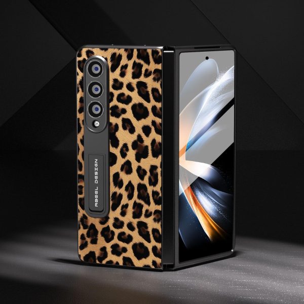Leopard Print Phone Case with Holder for Samsung Galaxy z Fold 4 / 5g - Red - Image 5