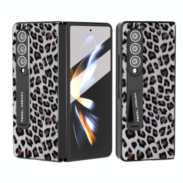 Leopard Print Phone Case with Holder for Samsung Galaxy z Fold 4 / 5g - Red - Image 7