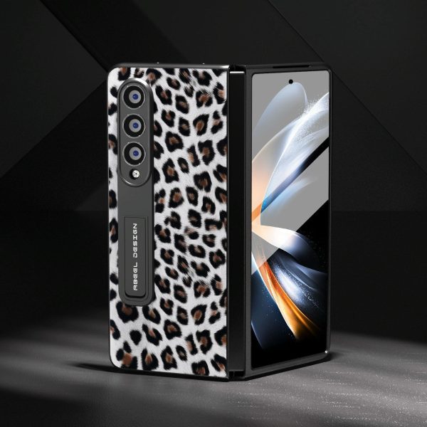 Leopard Print Phone Case with Holder for Samsung Galaxy z Fold 4 / 5g - Red - Image 8