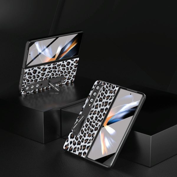 Leopard Print Phone Case with Holder for Samsung Galaxy z Fold 4 / 5g - Red - Image 9
