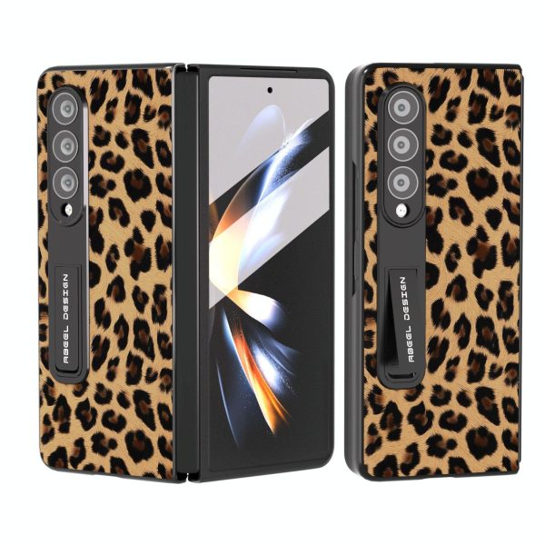 Leopard Print Phone Case with Holder for Samsung Galaxy z Fold 4 / 5g - Red - Image 12