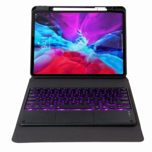 Bluetooth Keyboard Leather Case For Ipad 9.7 2018 / 2017 With Backlight & Three-Fold Holder - Dark Night Green - Image 11