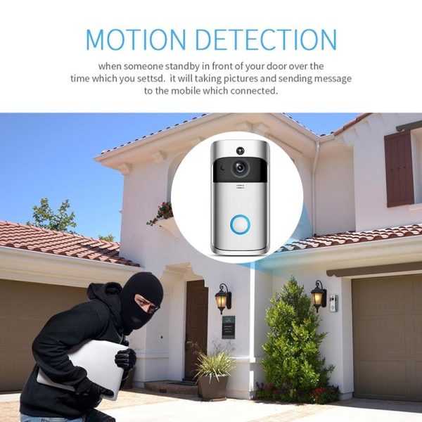 Smart Wifi Video Doorbell With Night Vision & Wide-Angle Camera - 720P Low Power Mobile Remote - Black - Image 5