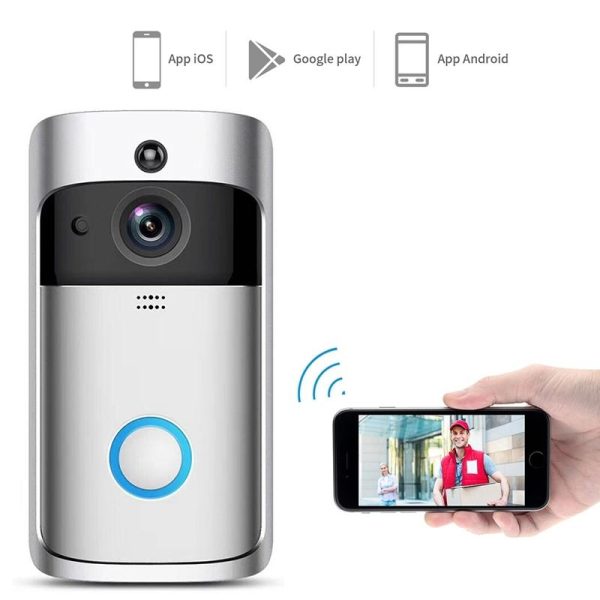 Smart Wifi Video Doorbell With Night Vision & Wide-Angle Camera - 720P Low Power Mobile Remote - Black - Image 8