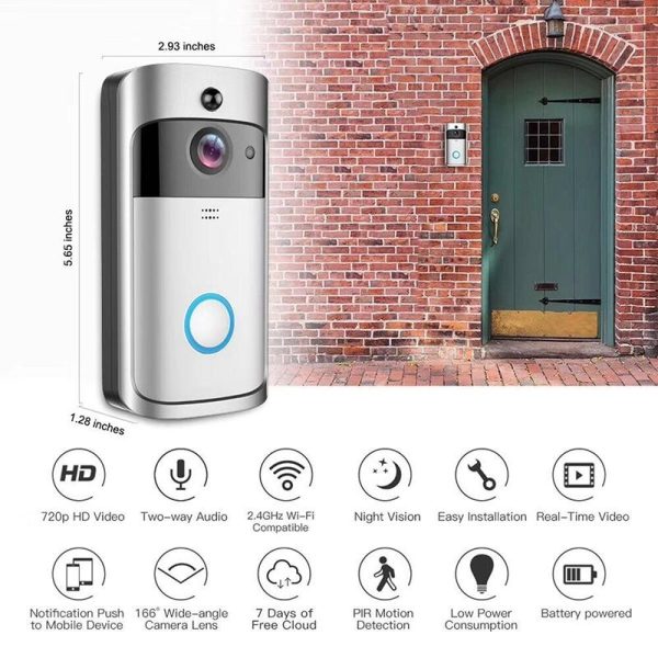 Smart Wifi Video Doorbell With Night Vision & Wide-Angle Camera - 720P Low Power Mobile Remote - Black - Image 9