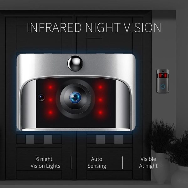 Smart Wifi Video Doorbell With Night Vision & Wide-Angle Camera - 720P Low Power Mobile Remote - Black - Image 12