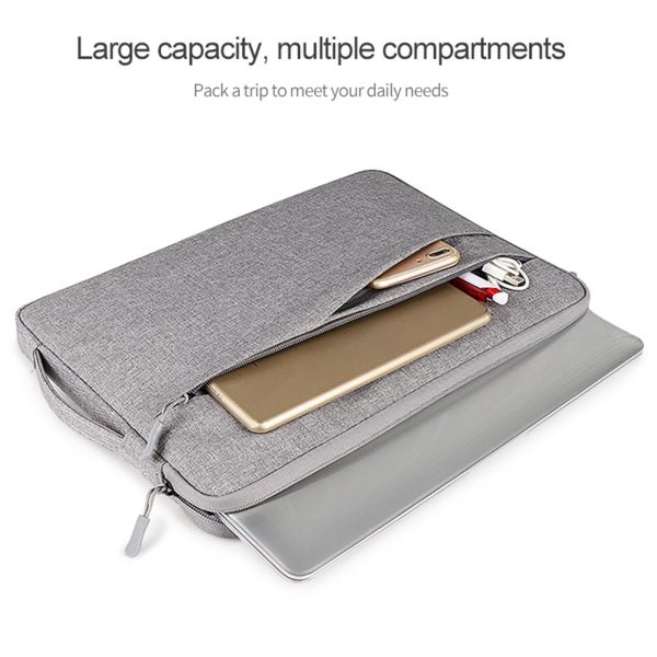 Polyester Laptop Liner Bag with Small Bag - Fits 14.1-15.4 Inch Devices - Deep Space Gray - Image 4