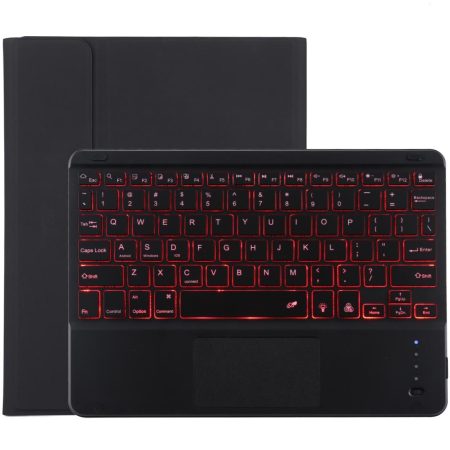 Bluetooth Tablet Case For Ipad 10.2 / Ipad Air 2019 With Touch Pad & Backlight & Pen Holder - Detachable Microfiber Leather - Black