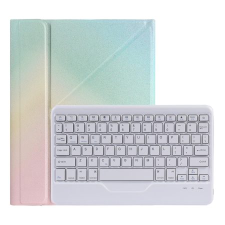 10.2 / 10.5 Inch Bluetooth Keyboard Tablet Case With Triangle Holder & Pen Slot - Gradient Rainbow