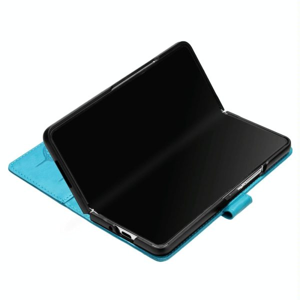 For Samsung Galaxy z Fold4 5G Butterfly Embossed Leather Phone Case - Blue - Image 7