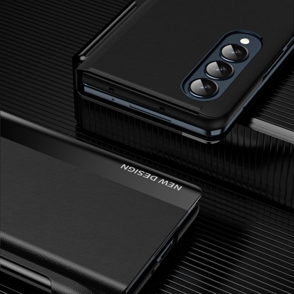 Samsung Galaxy z Fold 4 Leather Phone Case with Pen Slot - Shockproof - Black - Image 7