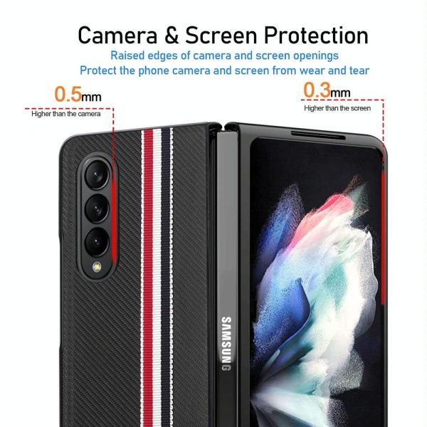 Shockproof Twill Phone Case for Samsung Galaxy z Fold 4 - Pc Tpu - Red - Image 5