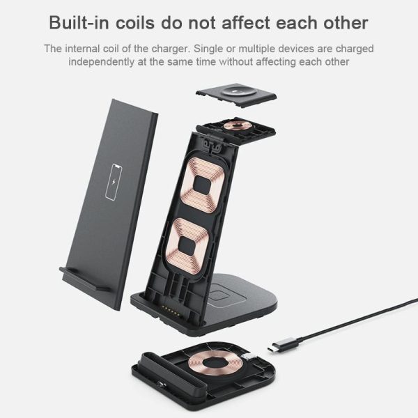 3 In 1 Foldable Charging Stand For Iphones Apple Watch And Airpods - Black - Image 8