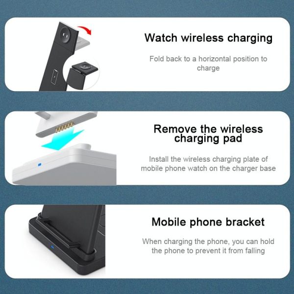 3 In 1 Foldable Charging Stand For Iphones Apple Watch And Airpods - Black - Image 12