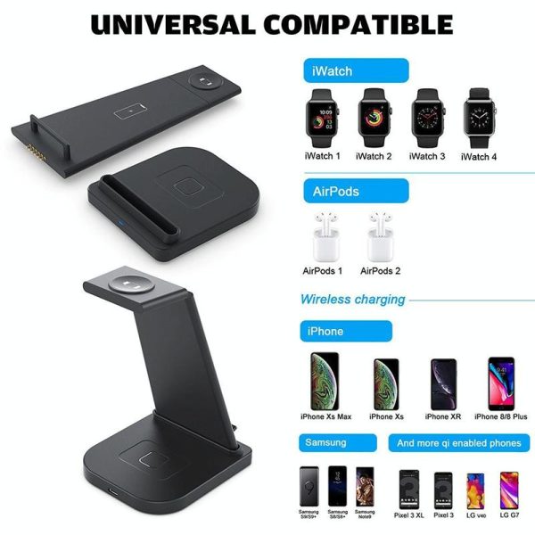 3 In 1 Foldable Charging Stand For Iphones Apple Watch And Airpods - Black - Image 15