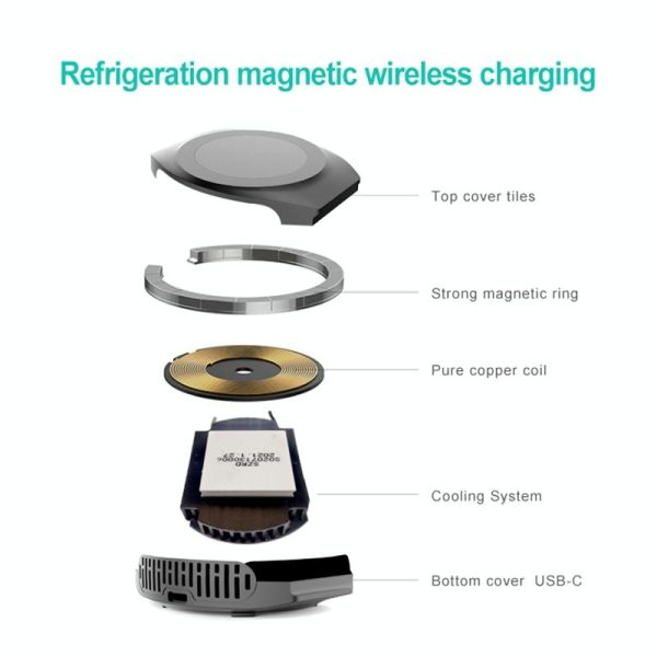 15W Magnetic Wireless Charger For Refrigeration - Black - Image 4