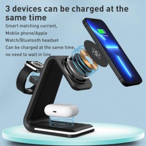 3 In 1 Magnetic Wireless Vertical Charger - Black - Image 4