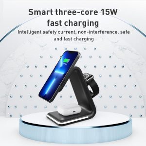 3 In 1 Magnetic Wireless Vertical Charger - Black - Image 5