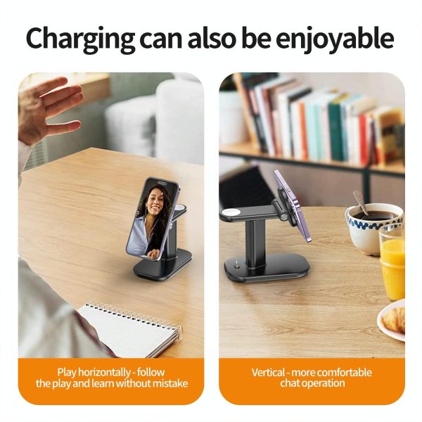 3 In 1 Magnetic Wireless Charger Stand 15W - Black - Image 11