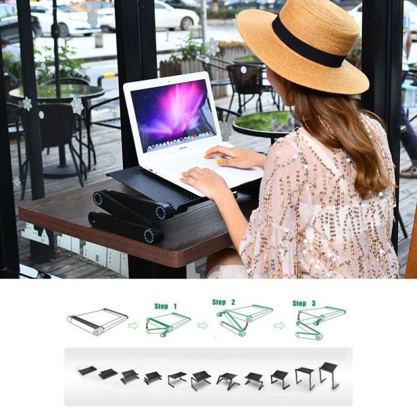 Adjustable Laptop Stand with Fans & Mouse Pad - Portable & Foldable - Image 8