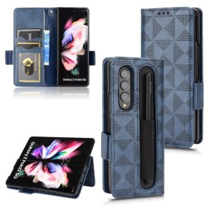 Symmetrical Leather Triangle Phone Case for Samsung Galaxy z Fold 4 - Blue - Image 1